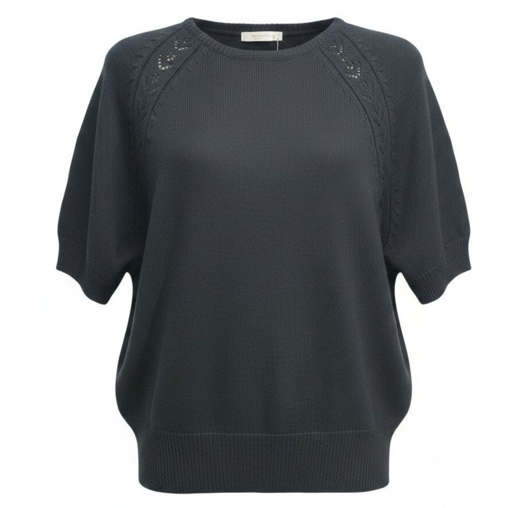 Wilroy Limited Edition Sweater Womens M Black Acrylic Pointelle Dolman Knit